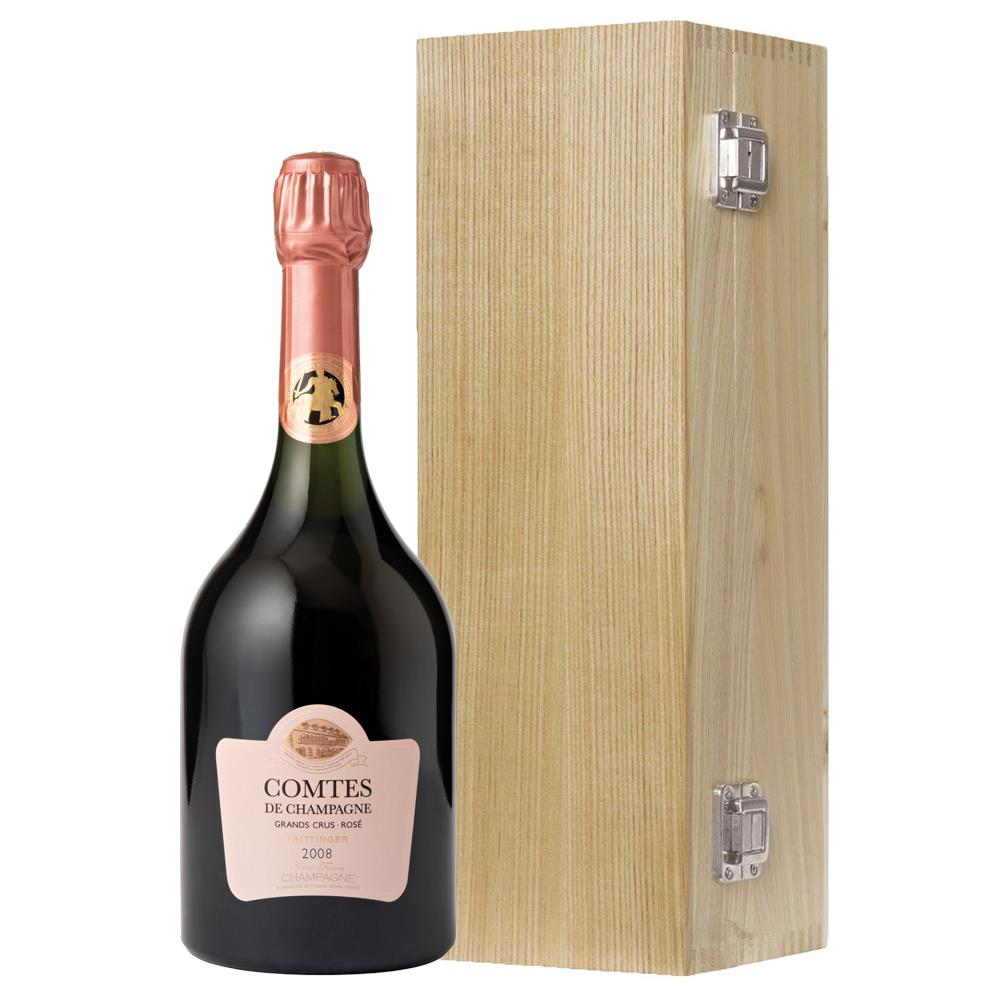 Taittinger Comtes de Champagne Rose 2008 75cl Oak Luxury Gift Boxed
